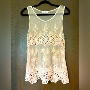 Lace Pink Blush Sleeveless Top L